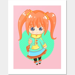 cute funny little girl cartoon Posters and Art